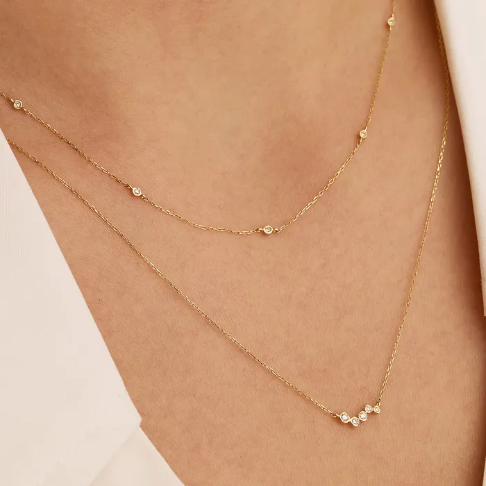 AURELIE GI Necklaces FRANCES Natural Diamond Wave Necklace