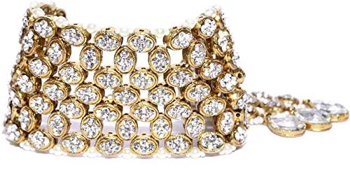 Rings Yellow Chimes Classic Gold Plated Studded Crystal Pearl Ethnic Stylish Adjustable Dangling Bracelet for Women and Girls Yellow Chimes Rings Yellow Chimes Classic Gold Plated Studded Crystal Pearl Ethnic Stylish Adjustable Dangling Bracelet for Women and Girls Yellow Chimes