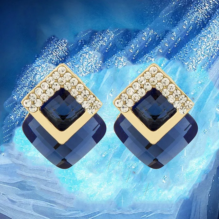 Yellow Chimes Crystal Elements Limited Edition Sparkling AAA Emerald Stunning Stud Earrings For Women Yellow Chimes Earrings