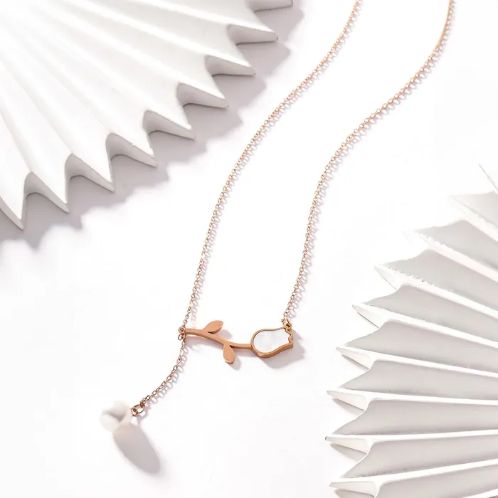 Yellow Chimes Earrings Yellow Chimes Necklace for Women and Girls Fashion Golden Necklace for Women Western Stainless Steel Gold Plated Floral Shaped Chain Necklace for Girls Birthday Gift for Girls Women