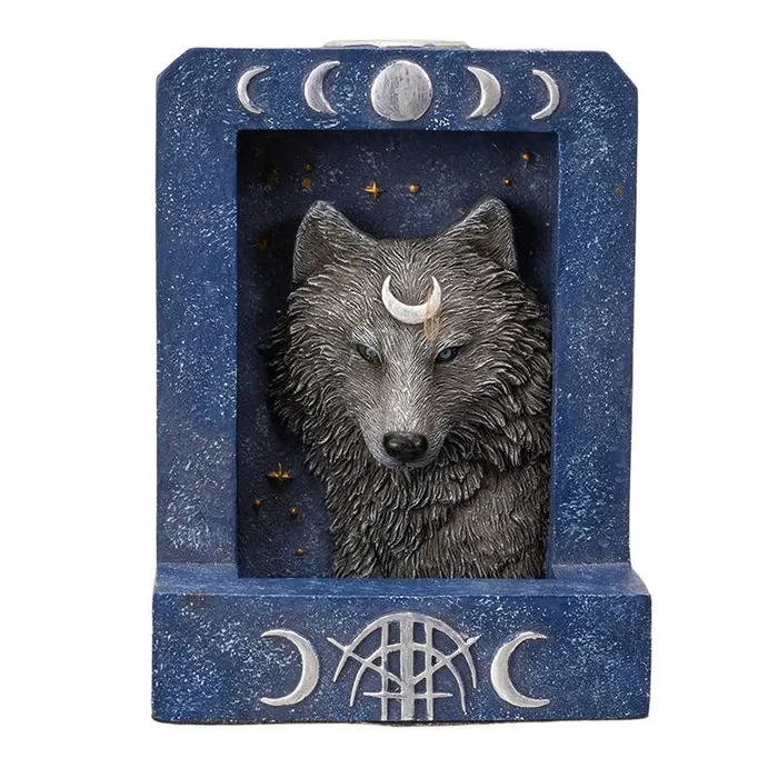 15398 Moon Phase Wolf Backflow Burner PACIFIC GIFTWARE Necklaces