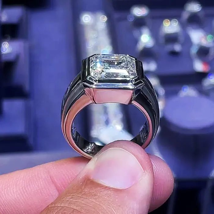 6ct Bezel Setting Asscher Cut Sterling Silver Engagement Ring shine of diamond Rings 6ct Bezel Setting Asscher Cut Sterling Silver Engagement Ring shine of diamond Rings