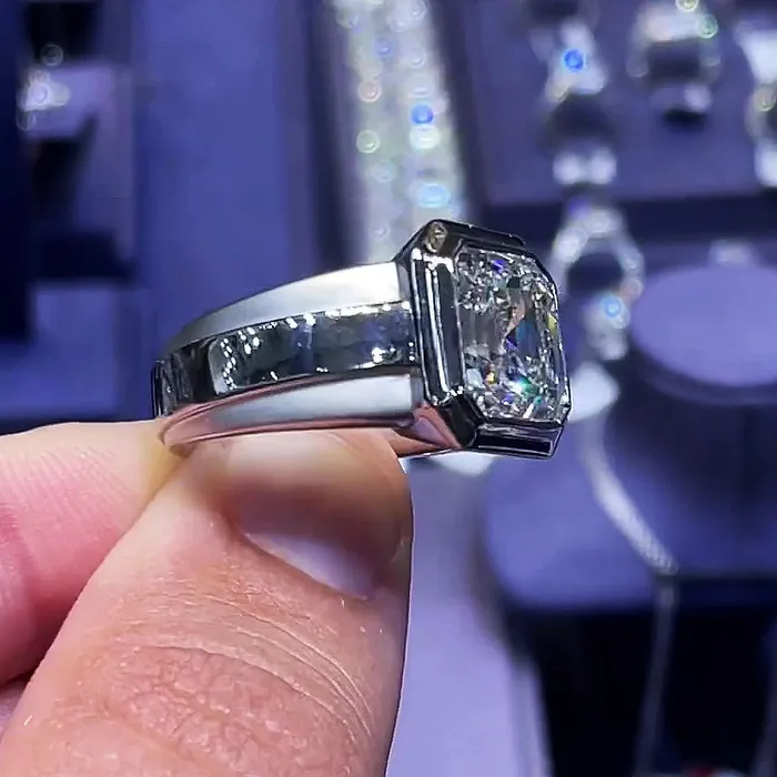6ct Bezel Setting Asscher Cut Sterling Silver Engagement Ring shine of diamond Rings 6ct Bezel Setting Asscher Cut Sterling Silver Engagement Ring shine of diamond Rings