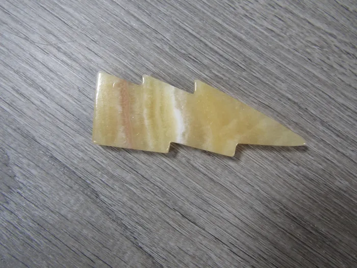Carved Lightning Bolt Yellow Calcite 3 Keystone Crystals Earrings
