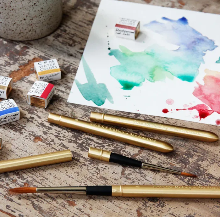 Case For Making PreStyled Sets Gold Watercolor Paintbrush