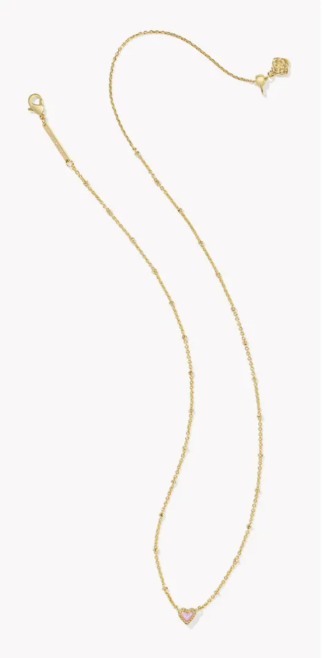 KENDRA SCOTT Necklaces KENDRA SCOTT Mini Ari Heart Gold Satellite Short Pendant Necklace in Bubblegum Pink Opal 9608874717