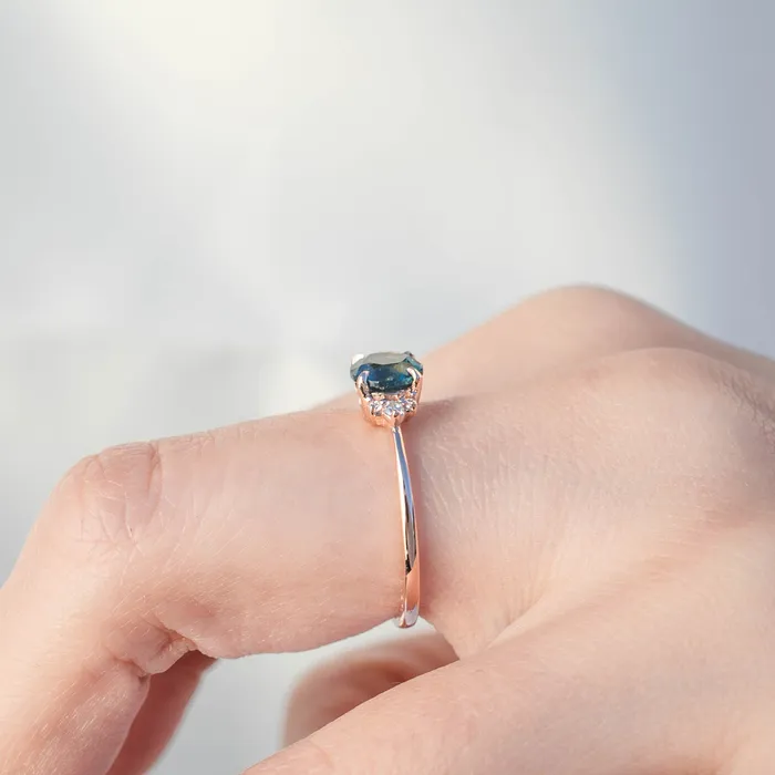 Lena Ring 117ct Teal Montana Sapphire 14k Rose Gold One of a kind Envero Jewelry Rings Lena Ring 117ct Teal Montana Sapphire 14k Rose Gold One of a kind Envero Jewelry Rings