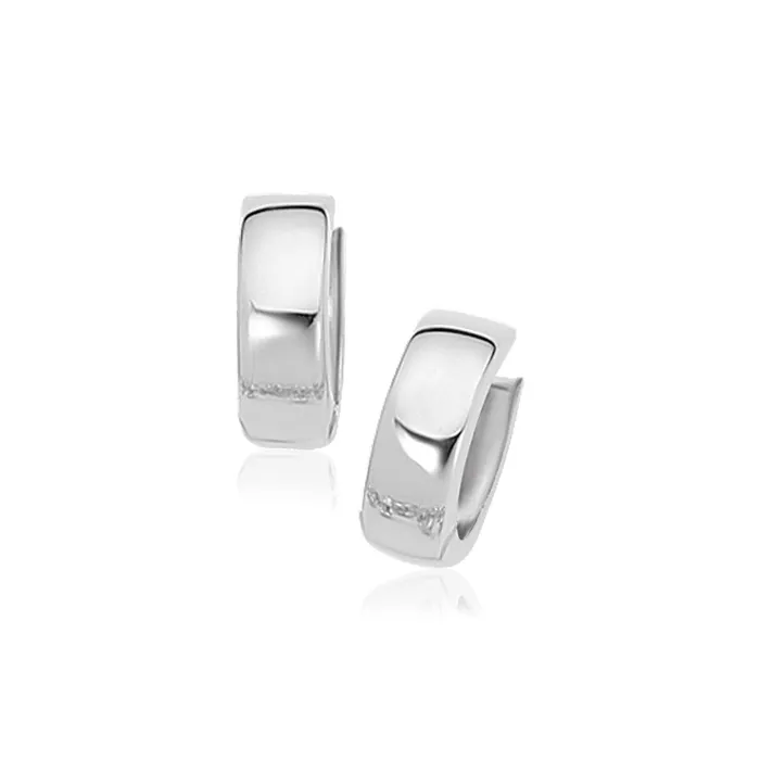 MayaMila Earrings 14k White Gold Snuggable Hoop Earrings