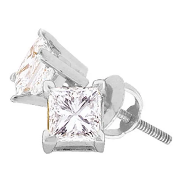mayamila Earrings 14kt White Gold Unisex Princess Diamond Solitaire Stud Earrings 112 Cttw mayamila Earrings 14kt White Gold Unisex Princess Diamond Solitaire Stud Earrings 112 Cttw
