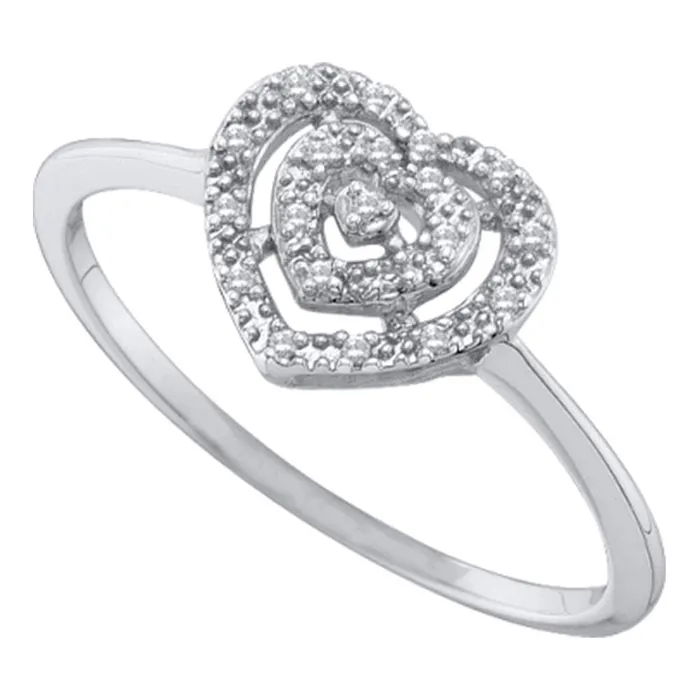 mayamila Rings 10kt White Gold Womens Round Diamond Slender Heart Cluster Ring 120 Cttw mayamila Rings 10kt White Gold Womens Round Diamond Slender Heart Cluster Ring 120 Cttw