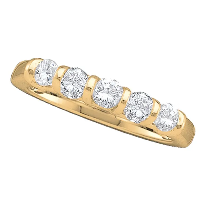 mayamila Rings 14kt Yellow Gold Womens Round Diamond 5stone Single Row Wedding Band 12 Cttw mayamila Rings 14kt Yellow Gold Womens Round Diamond 5stone Single Row Wedding Band 12 Cttw