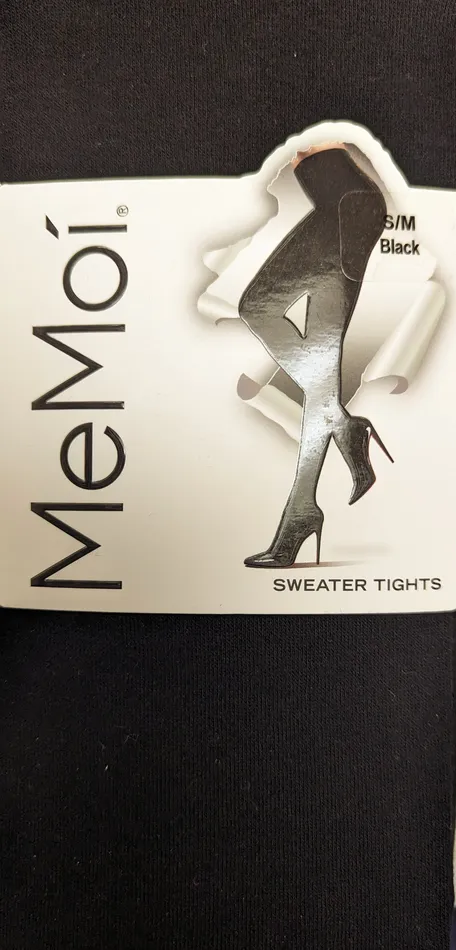 Memoi Ladies Flat Cotton Sweater Tights Black MO325 Memoi Rings