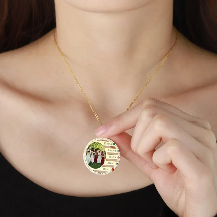 Necklaces Juzan Jewelry Family Photo Birthstone Necklace