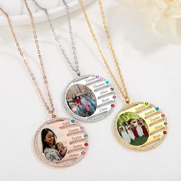 Necklaces Juzan Jewelry Family Photo Birthstone Necklace