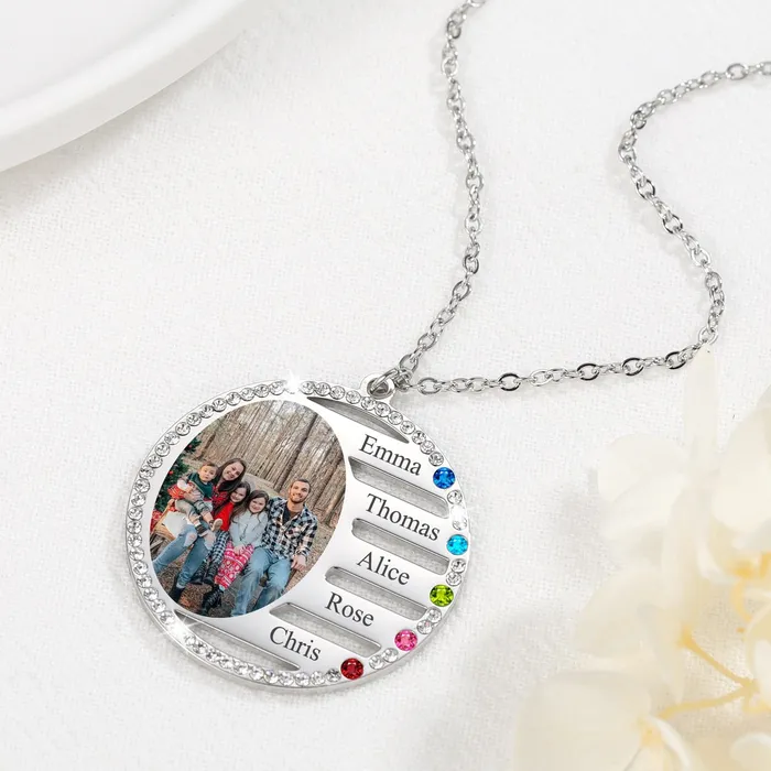 Necklaces Juzan Jewelry Family Photo Birthstone Necklace