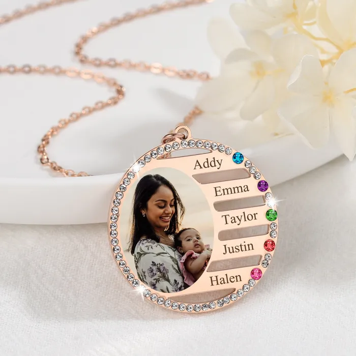 Necklaces Juzan Jewelry Family Photo Birthstone Necklace