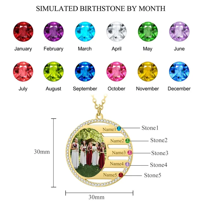 Necklaces Juzan Jewelry Family Photo Birthstone Necklace