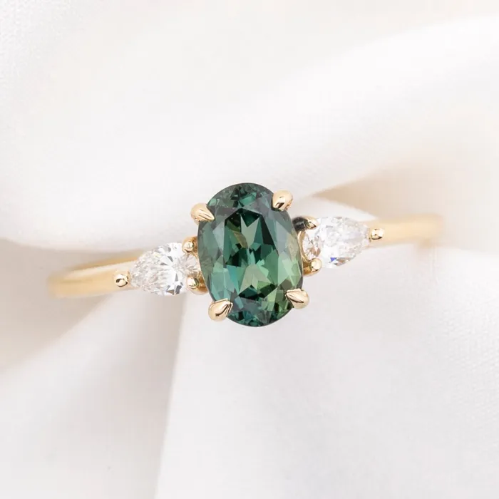 Olivia Ring 132ct Green Queensland Sapphire 14k Yellow Gold One of a kind Envero Jewelry Rings Olivia Ring 132ct Green Queensland Sapphire 14k Yellow Gold One of a kind Envero Jewelry Rings