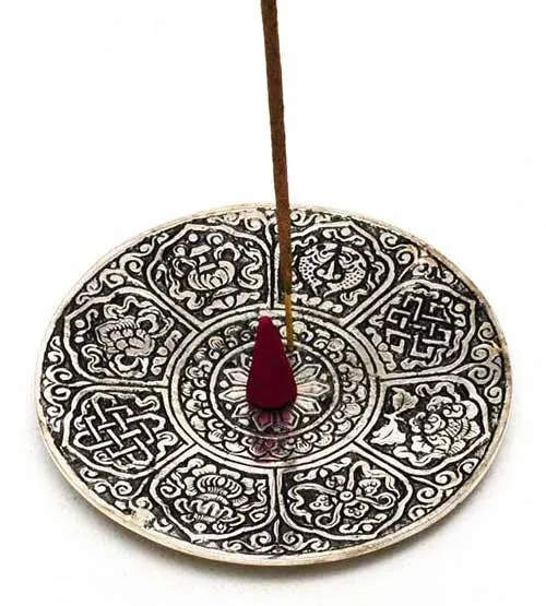 R ExpoSong of India Necklaces Buddhist Symbols Incense and Cone Plate
