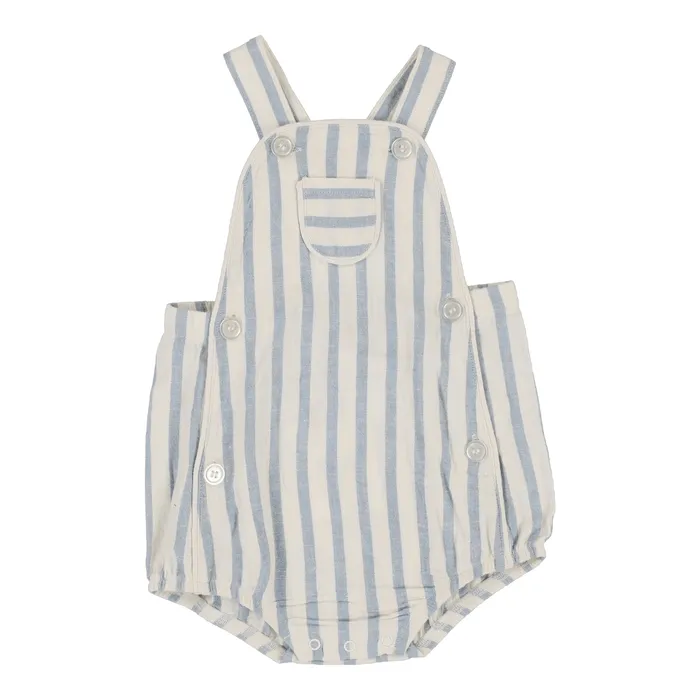 Rings Analogie Linen Stripe Pocket Romper Blue Analogie