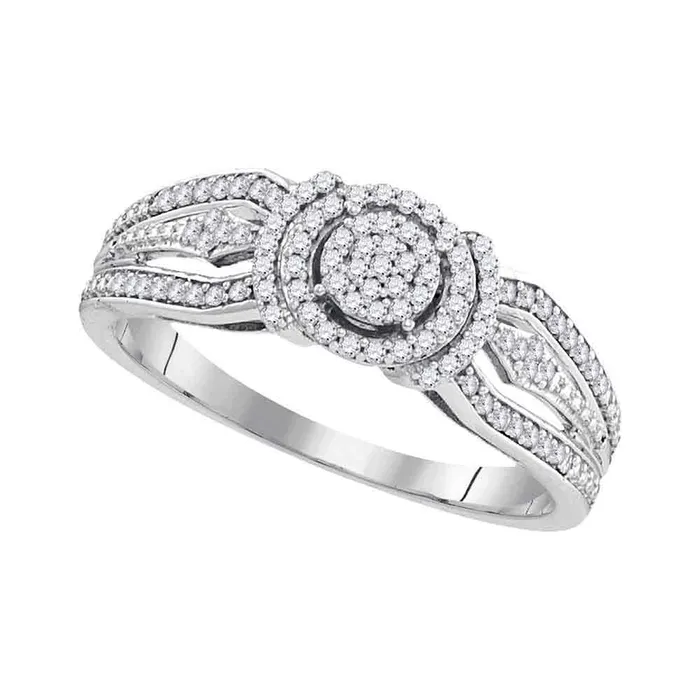 Rings mayamila 10kt White Gold Womens Round Diamond Cluster Bridal Wedding Engagement Ring 14 Cttw Rings mayamila 10kt White Gold Womens Round Diamond Cluster Bridal Wedding Engagement Ring 14 Cttw