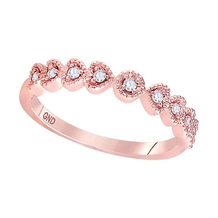 Rings mayamila 14kt Rose Gold Womens Round Diamond Heart Stackable Band Ring 110 Cttw Rings mayamila 14kt Rose Gold Womens Round Diamond Heart Stackable Band Ring 110 Cttw
