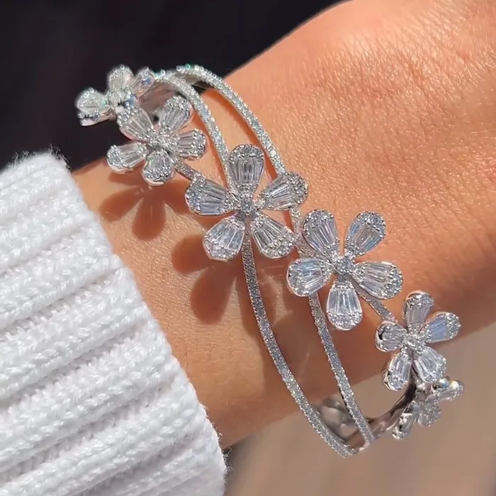 Shineofdiamond Rings Beautiful Handmade Floral Design in Sterling Silver