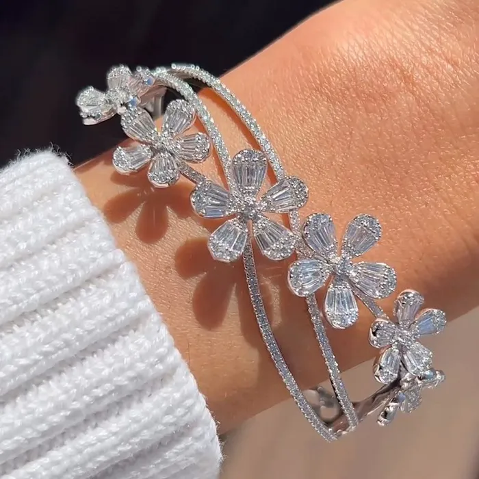 Shineofdiamond Rings Beautiful Handmade Floral Design in Sterling Silver