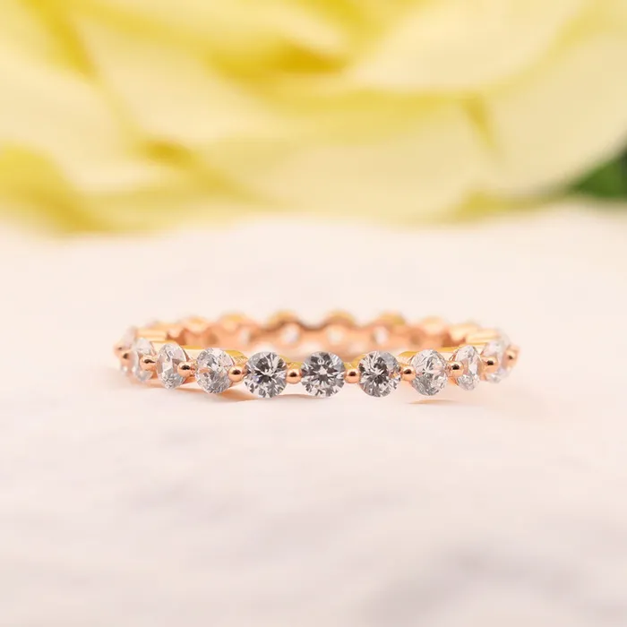 Shineofdiamond Rings Stunning Radiant Cut Sterling Silver Bridal Set In Rose Golden Tone