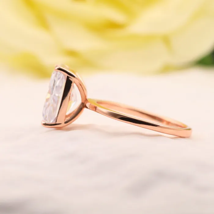 Shineofdiamond Rings Stunning Radiant Cut Sterling Silver Bridal Set In Rose Golden Tone