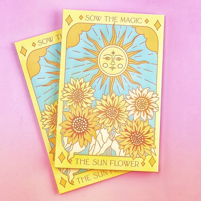 Sow the Magic Earrings Sunflower Tarot Garden and Gift Seed Packet