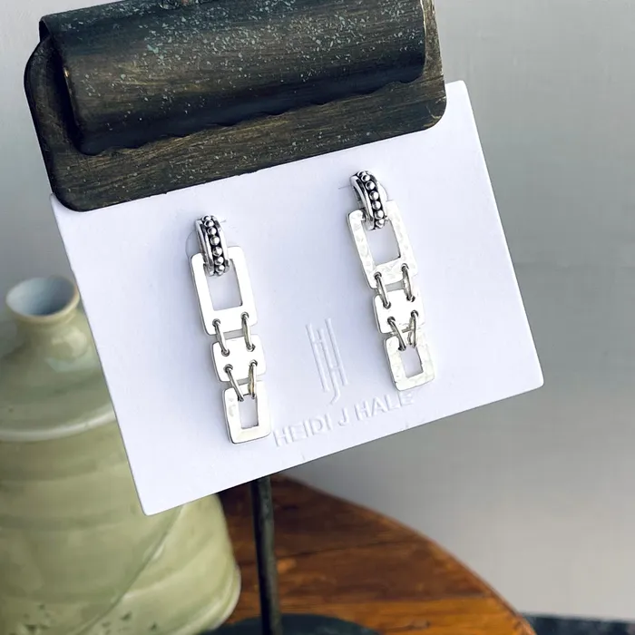 Sterling Silver Hammered Links Earrings 125 HeidiJHale Designs Earrings