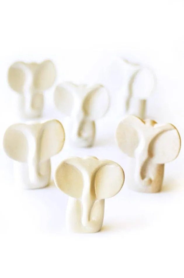 Swahili African Modern Necklaces Natural Soapstone Mini Elephant Busts