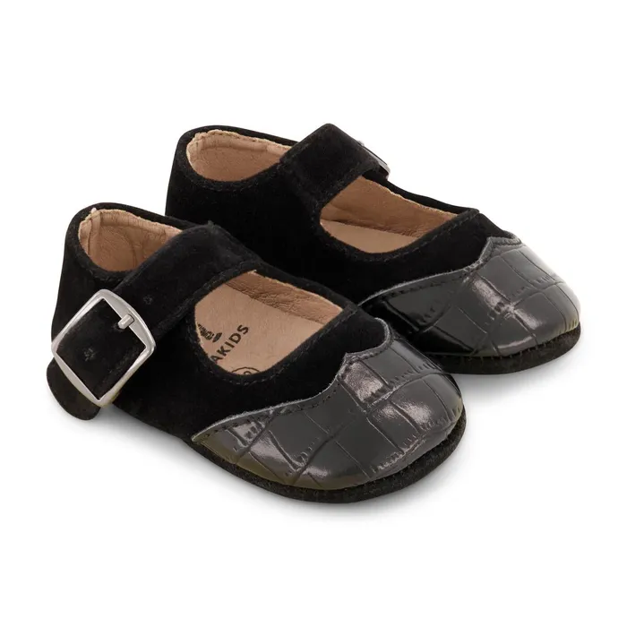 Zeebra Kids Soft Sole Crocodile Mary Janes Black Zeebra Kids Rings