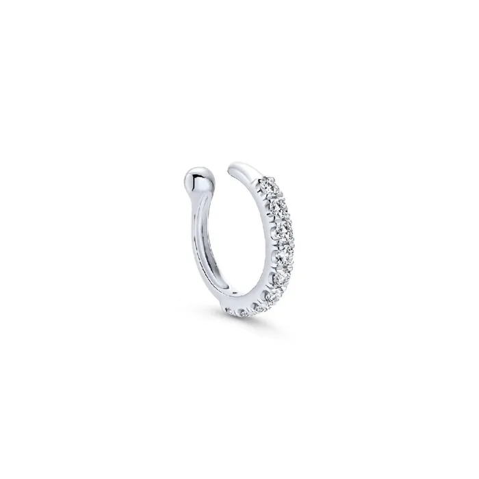 14K White Gold Diamond Hoop Earrings GABRIEL CO Earrings