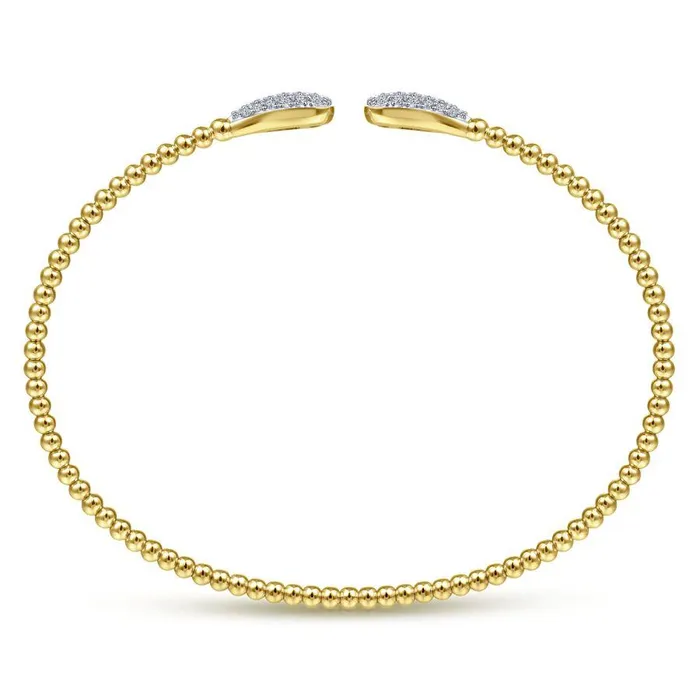 14K Yellow Gold Bujukan Bead Cuff Bracelet with Diamond Pave Teardrops GABRIEL CO Bracelets 14K Yellow Gold Bujukan Bead Cuff Bracelet with Diamond Pave Teardrops GABRIEL CO Bracelets