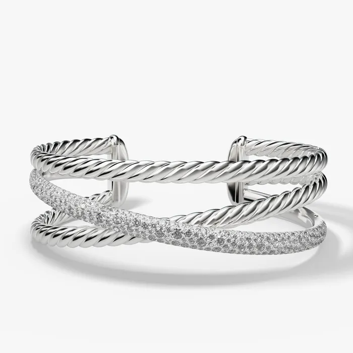 20MM BOLD CROSSOVER 3ROW CUFF BRAC SIL14K David Yurman Earrings