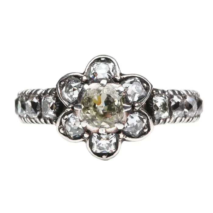 Bell Bird Antiques Rings Victorian Old Mine Cut Cluster Eternity Band
