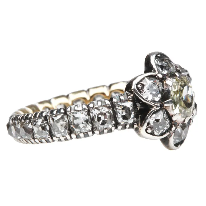 Bell Bird Antiques Rings Victorian Old Mine Cut Cluster Eternity Band