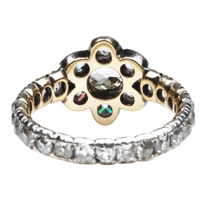 Bell Bird Antiques Rings Victorian Old Mine Cut Cluster Eternity Band