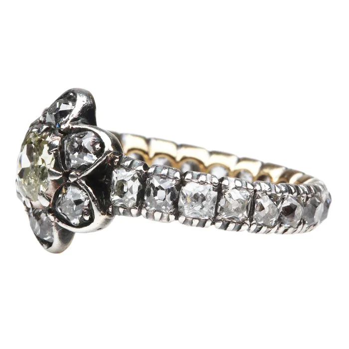 Bell Bird Antiques Rings Victorian Old Mine Cut Cluster Eternity Band