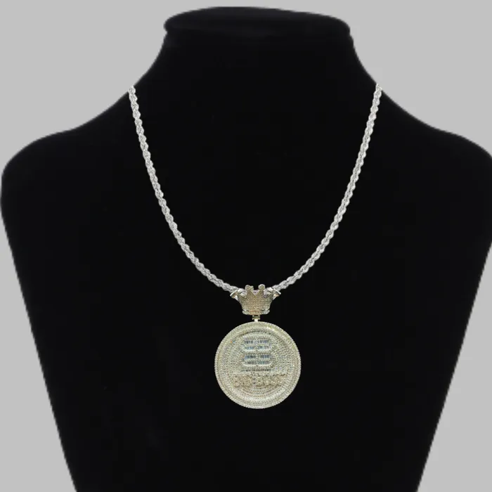 BIG BOSS Necklaces Big Boss Crown Bail Iced Out Letter Diamond Pendant Necklace