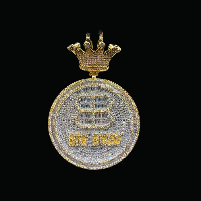 BIG BOSS Necklaces Big Boss Crown Bail Iced Out Letter Diamond Pendant Necklace