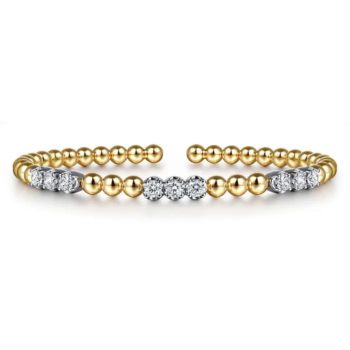 Bracelets GABRIEL CO 14K White Yellow Gold Bujukan Diamond Split Bangle Bracelet Bracelets GABRIEL CO 14K White Yellow Gold Bujukan Diamond Split Bangle Bracelet