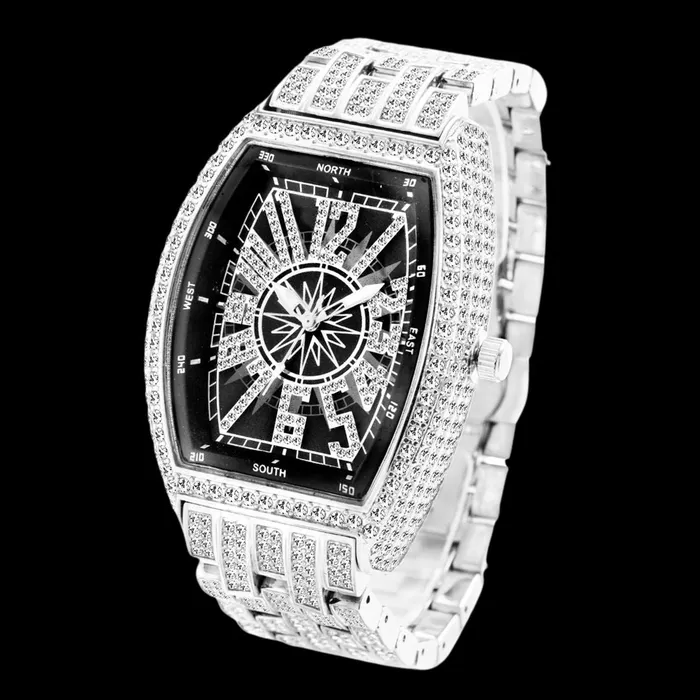 COMPASS Earrings Star Sky Compass Dial Bling Iced Out Diamond Watch