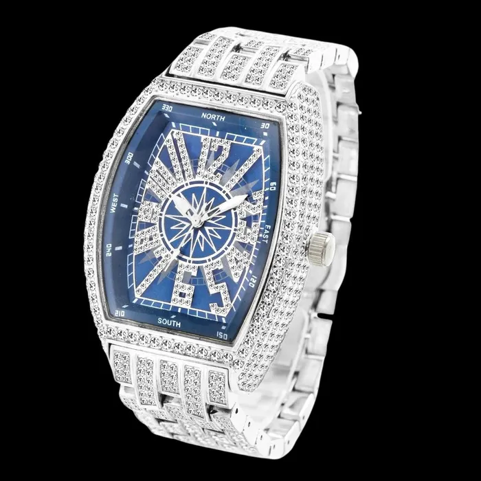 COMPASS Earrings Star Sky Compass Dial Bling Iced Out Diamond Watch