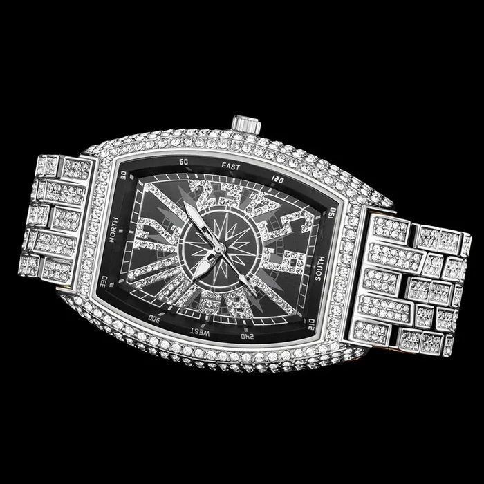 COMPASS Earrings Star Sky Compass Dial Bling Iced Out Diamond Watch
