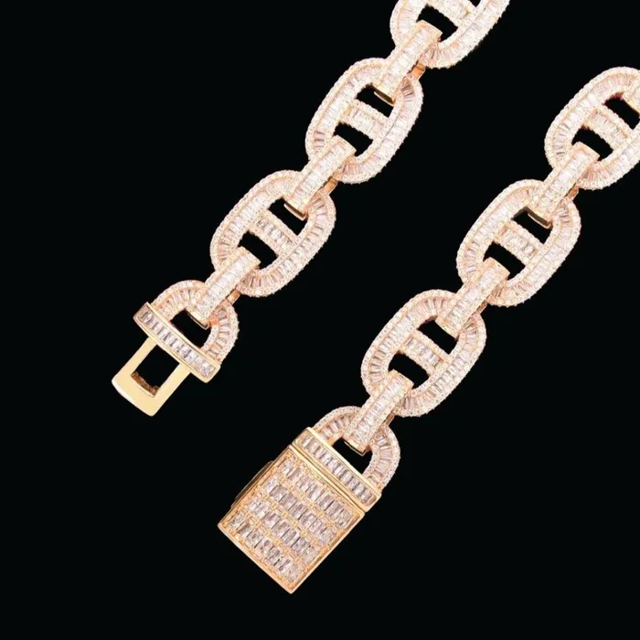 Cuban Bean Link Bracelets 14MM Bean and Links Cuban Iced Out Diamond Necklace Bracelet Set