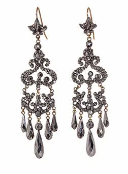Earrings Bell Bird Antiques 19th Century Cut Steel Chandelier Earrings