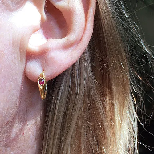 Earrings Bell Bird Antiques Victorian Ruby Gold Snake Earrings